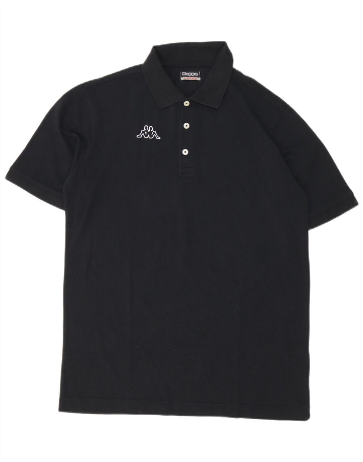 Camisa polo masculina Kappa gráfica grande algodão preto