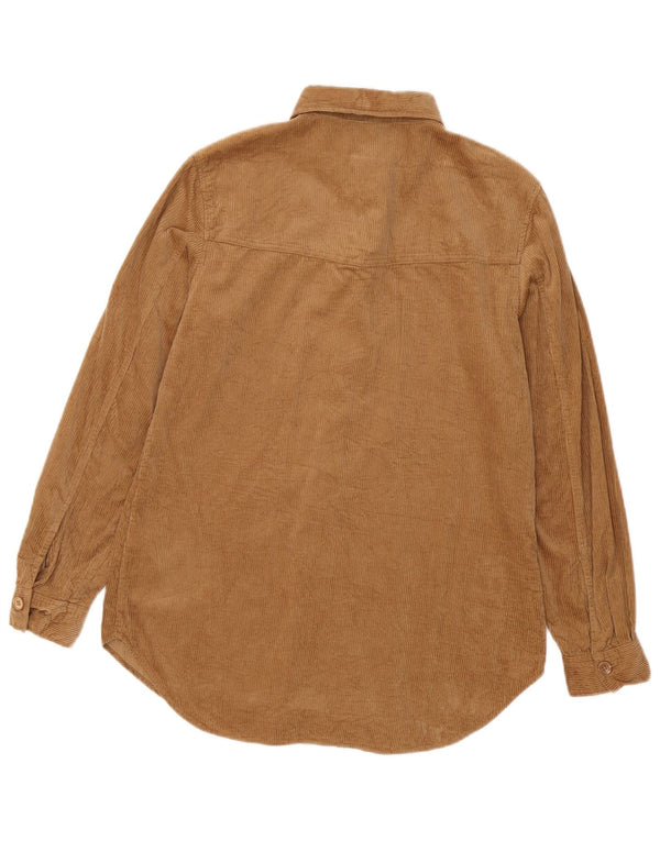 Camisa feminina de veludo cotelê Massimo Dutti EU 34 2XS algodão marrom