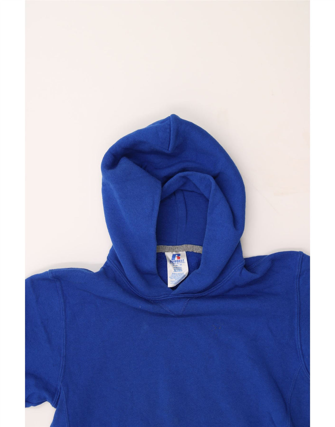RUSSELL ATHLETIC Boys Hoodie Jumper 8-9 Years Medium Blue Cotton Vintage Russell Athletic and Second-Hand Russell Athletic from Messina Hembry 
