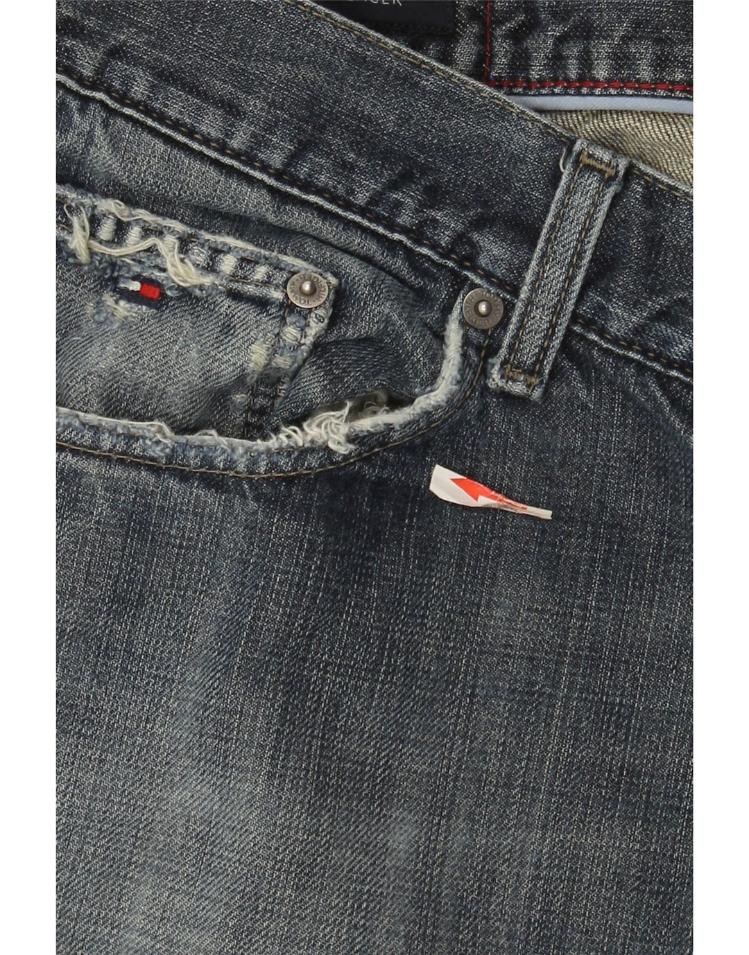 Jeans retos masculinos Tommy Hilfiger W40 L32 algodão azul