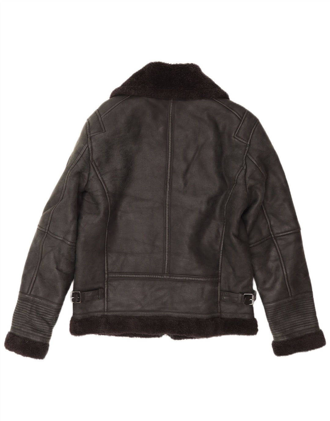 Zara Mens Jaqueta Shearling Reino Unido 38 Médio Preto