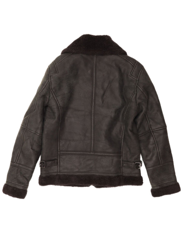 Zara Mens Jaqueta Shearling Reino Unido 38 Médio Preto