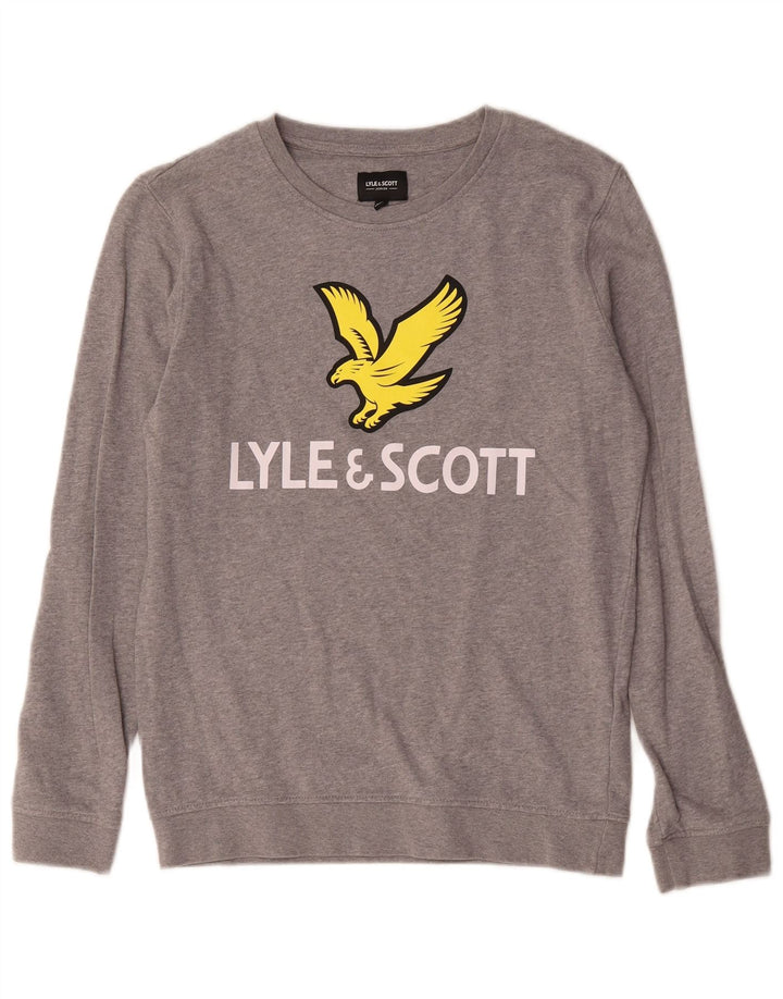 Moletom gráfico Lyle & Scott Boys 12-13 anos cinza manchado