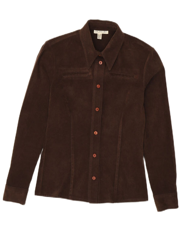 Camisa esportiva feminina de veludo Sportstaff UK 14 poliéster marrom médio