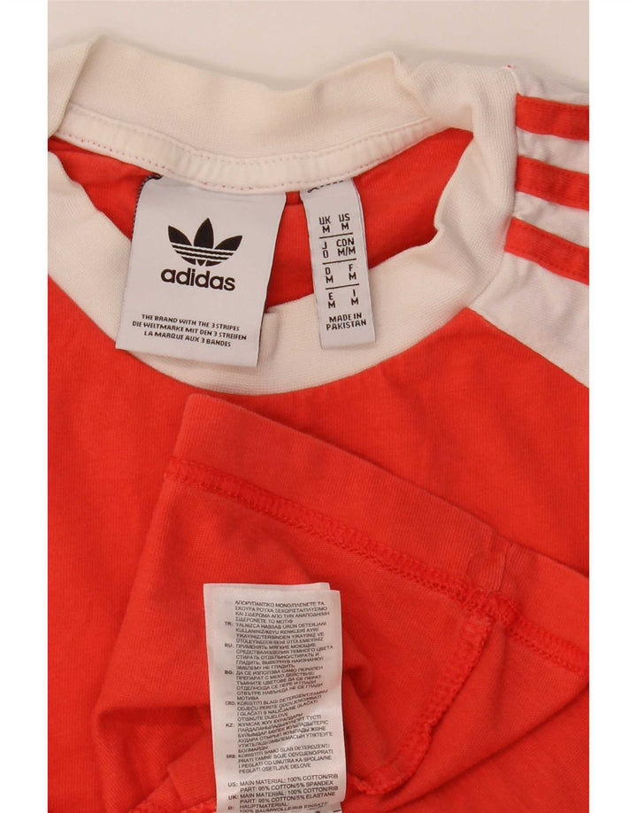 Adidas masculino top manga longa médio laranja colorblock algodão