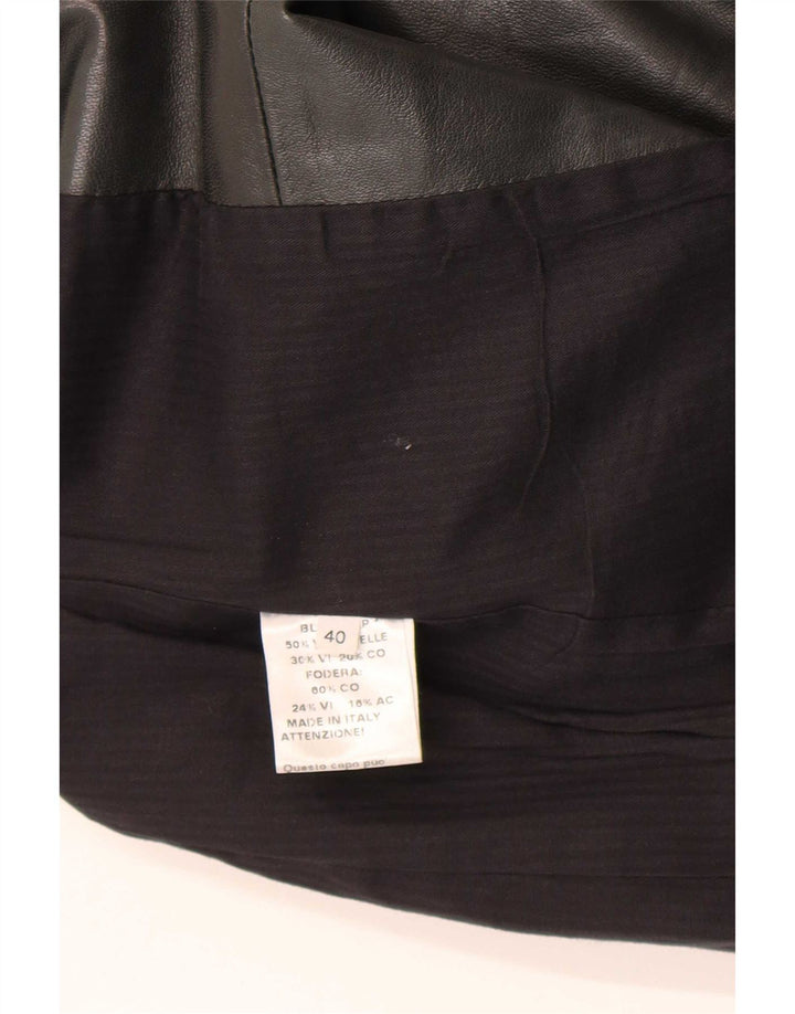 Jaqueta de couro feminina vintage IT 40 couro verde pequeno