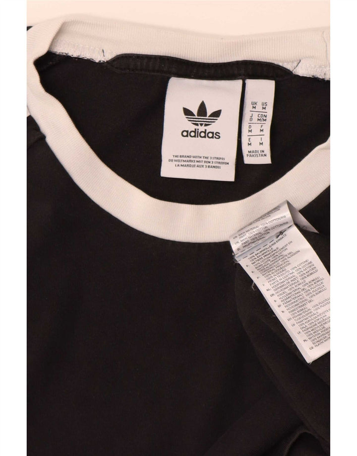 Adidas Mens Camiseta Top Médio Algodão Preto
