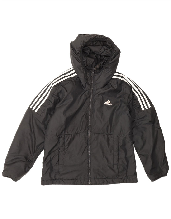 Jaqueta acolchoada com capuz feminina Adidas UK 12/14 poliéster preto médio