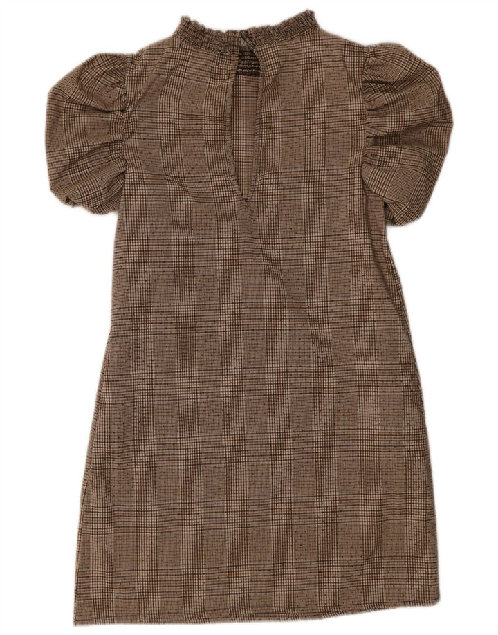 Vestido básico feminino Zara Reino Unido 6 XS Bege Houndstooth