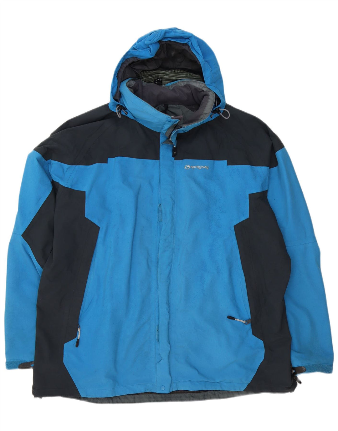 Jaqueta de chuva masculina Sprayway com capuz UK 44 2XL azul Colourblock poliamida