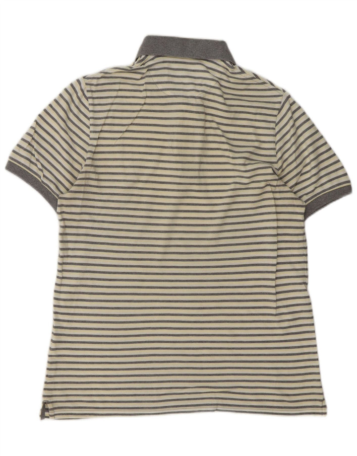 Camisa polo masculina Lyle & Scott de algodão listrado branco médio