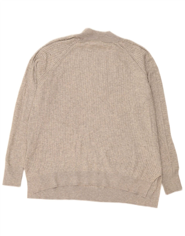 Suéter masculino Marks & Spencer com zíper e gola em viscose cinza médio