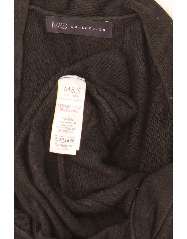 Suéter de cardigã aberto feminino Marks & Spencer Reino Unido 14 acrílico preto médio