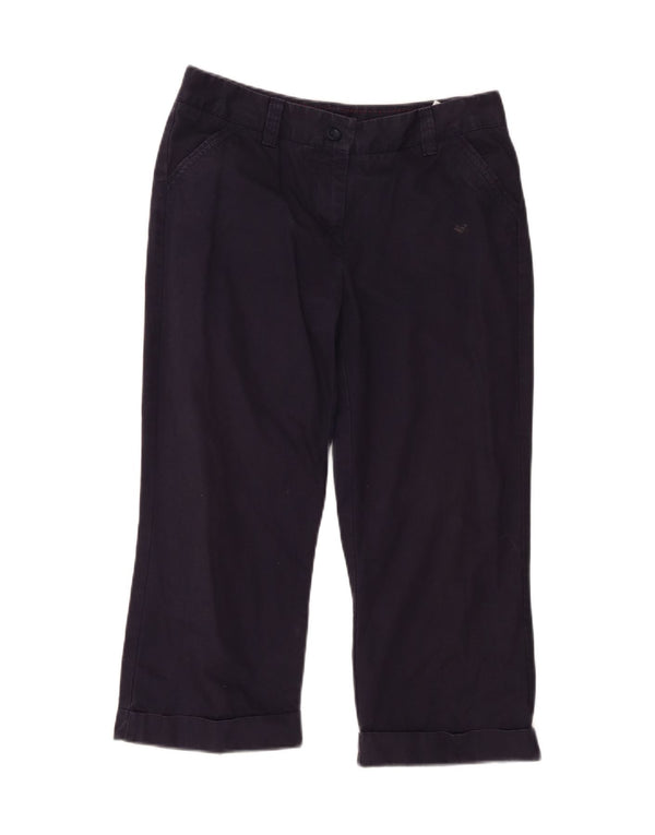 Calça capri feminina Marks & Spencer UK 10 pequena W30 L21 azul marinho