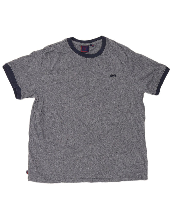 Camiseta masculina Superdry Top 2XL algodão manchado azul marinho