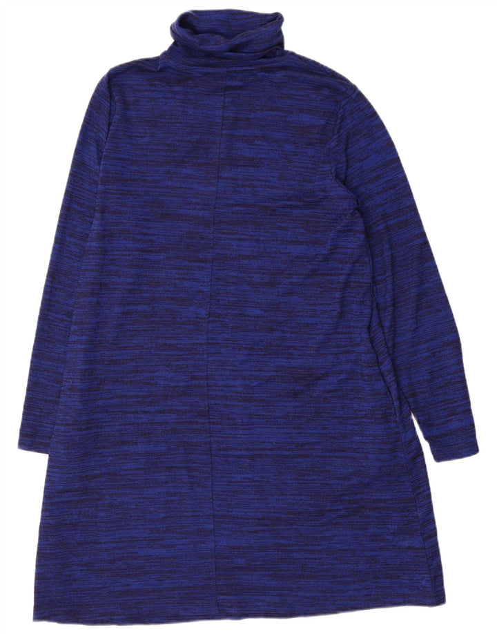 Vestido jumper feminino Marks & Spencer Reino Unido 14 grande poliéster manchado azul marinho