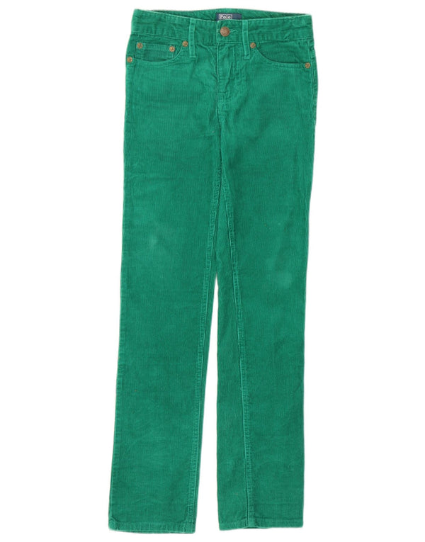 Polo Ralph Lauren Calça feminina slim de veludo Reino Unido 8 pequena W26 L28 verde