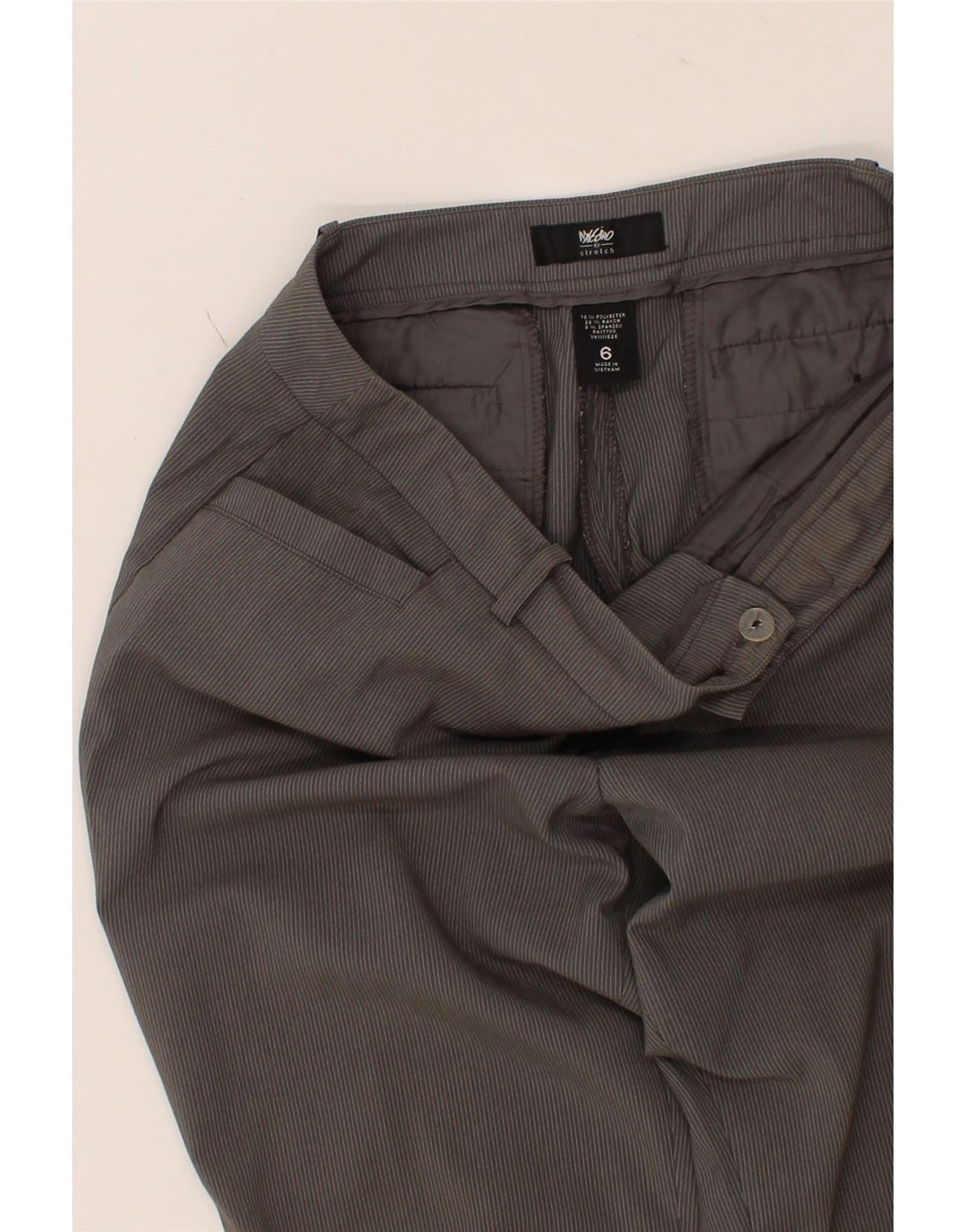 MOSSIMO Womens Bootcut Casual Trousers US 6 Medium W34 L32 Grey Pinstripe Vintage Mossimo and Second-Hand Mossimo from Messina Hembry 