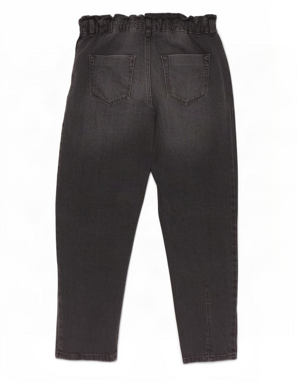 Calça jeans feminina Zara cintura alta cortada EU 36 XS W26 L24 algodão preto