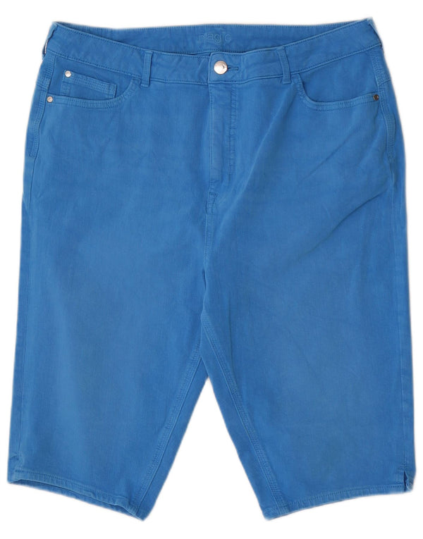 Shorts jeans feminino de cintura alta Marks & Spencer UK 18 XL W34 algodão azul