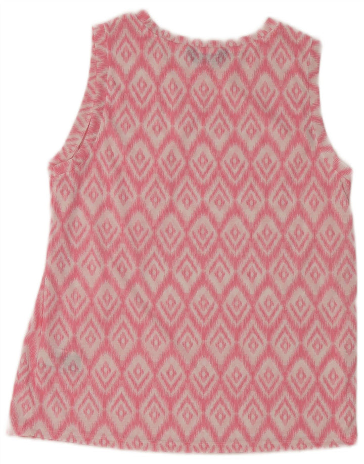 Blusa feminina sem mangas Marks & Spencer UK 8 pequena rosa Ikat poliéster