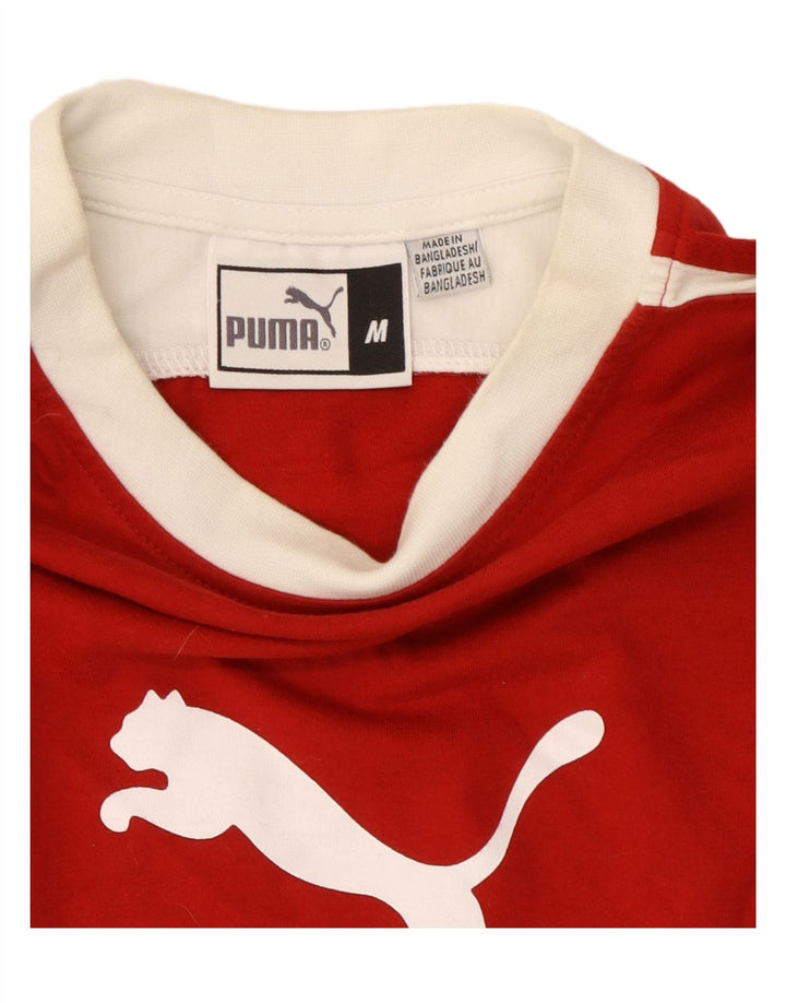 PUMA Mens Graphic Top Manga Longa Médio Vermelho Colorblock