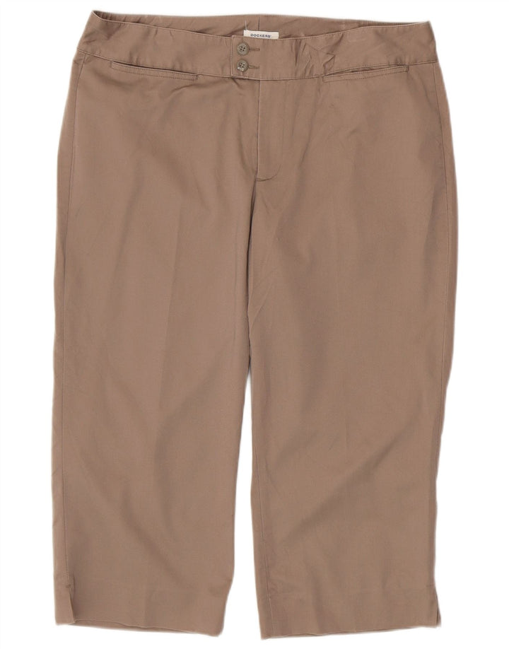 Calça capri feminina Dockers US 12 grande W34 L20 algodão bege
