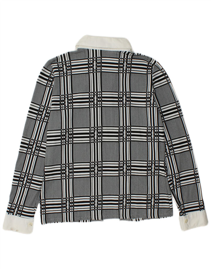 NARACAMICIE Blusa feminina com botões duplos Reino Unido 14 xadrez cinza médio