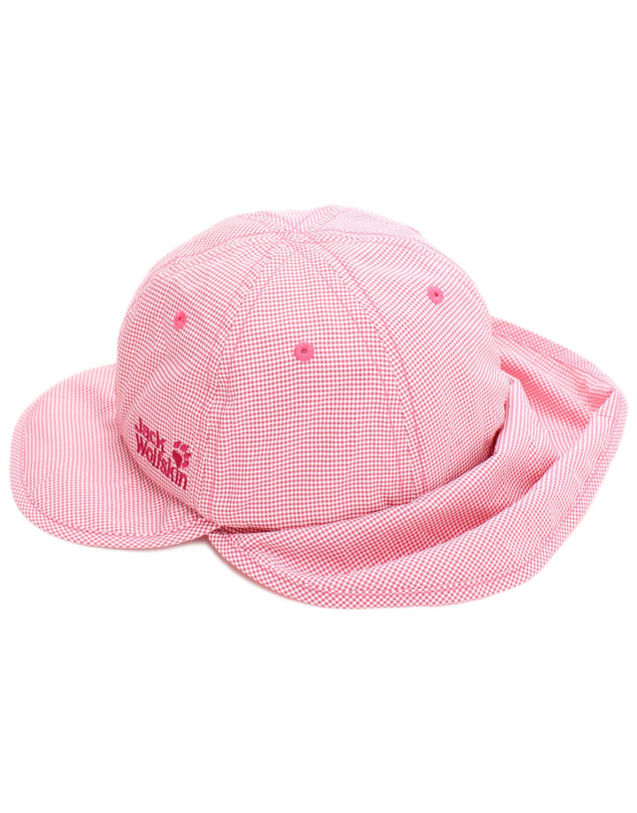Chapéu Jack Wolfskin feminino com decote drapeado 4-5 anos pequeno rosa Houndstooth