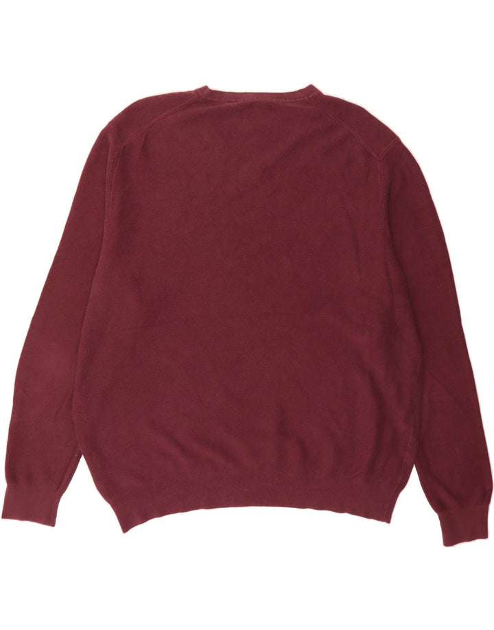 IZOD Mens Big & Tall V-Neck Jumper Sweater 2XL Burgundy Cotton Vintage Izod and Second-Hand Izod from Messina Hembry 