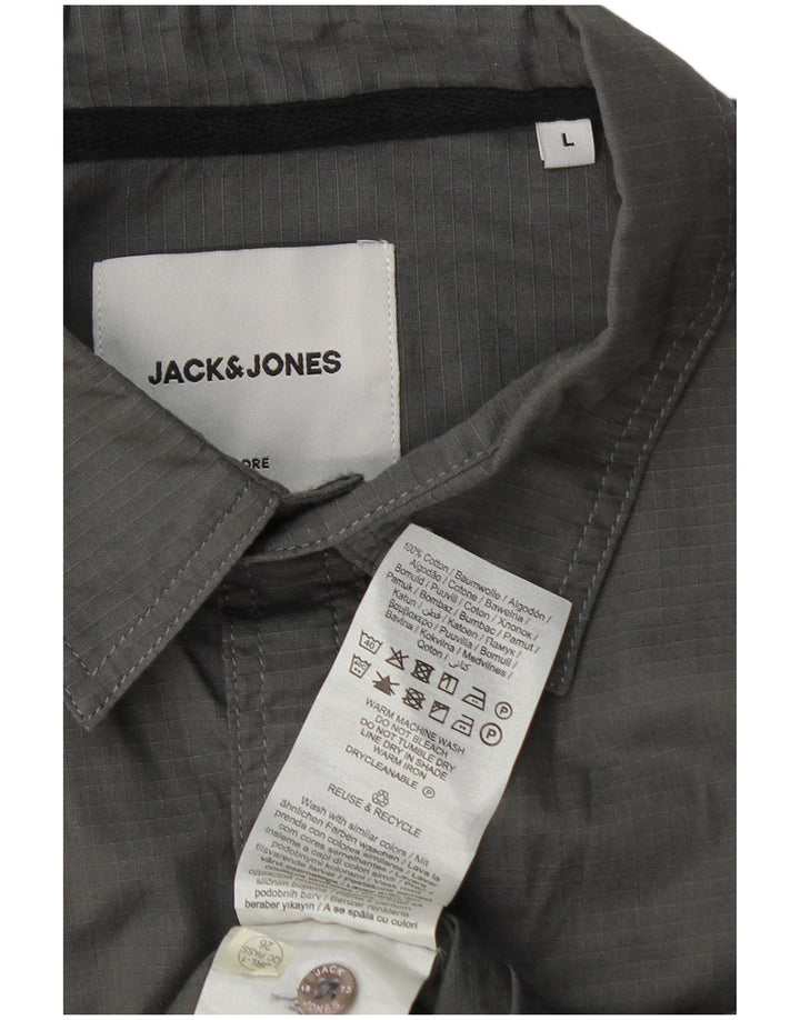 Camisa masculina de manga curta Jack & Jones grande algodão cinza