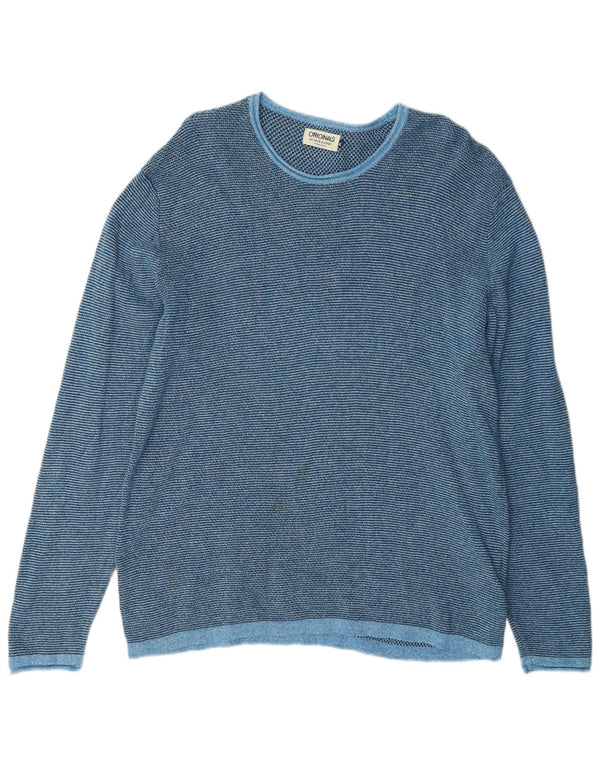 Jack & Jones Mens Crew Neck Jumper Sweater XL Blue Cotton