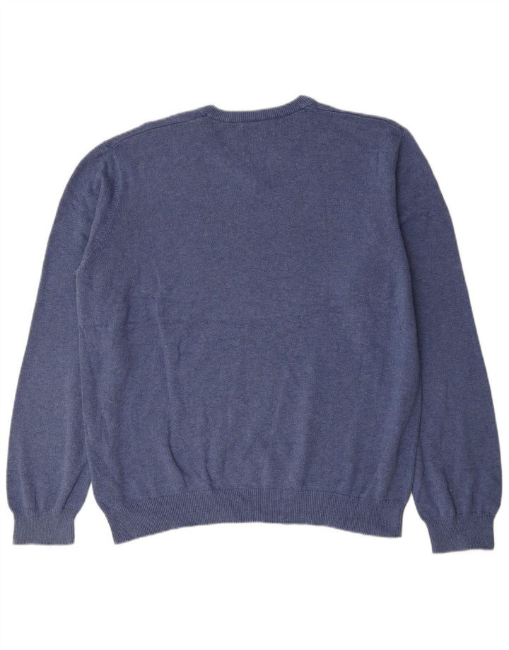 Suéter masculino Marks & Spencer com decote em V XL azul algodão