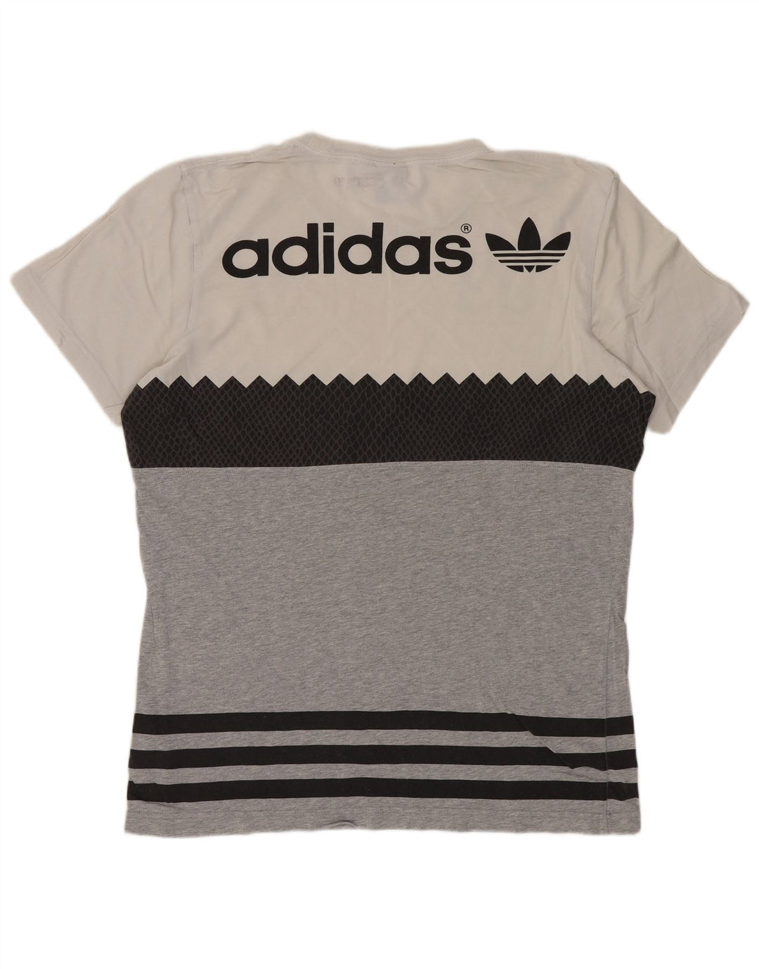 ADIDAS Mens Originals Graphic T-Shirt Top Cinza Médio Algodão Colourblock