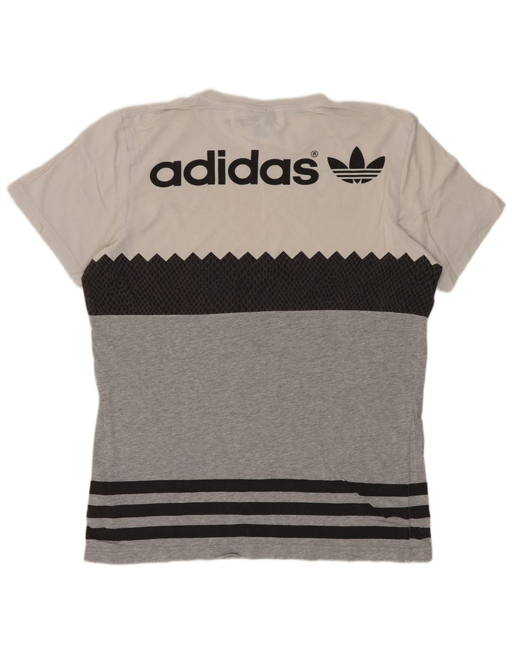 ADIDAS Mens Originals Graphic T-Shirt Top Cinza Médio Algodão Colourblock
