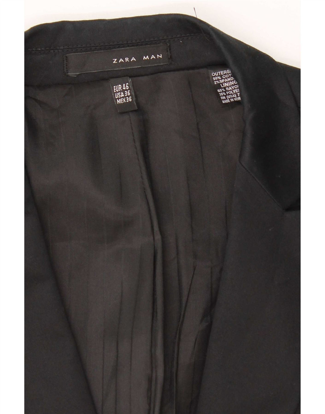 Jaqueta blazer masculina Zara com 1 botão EU 46 pequeno algodão preto