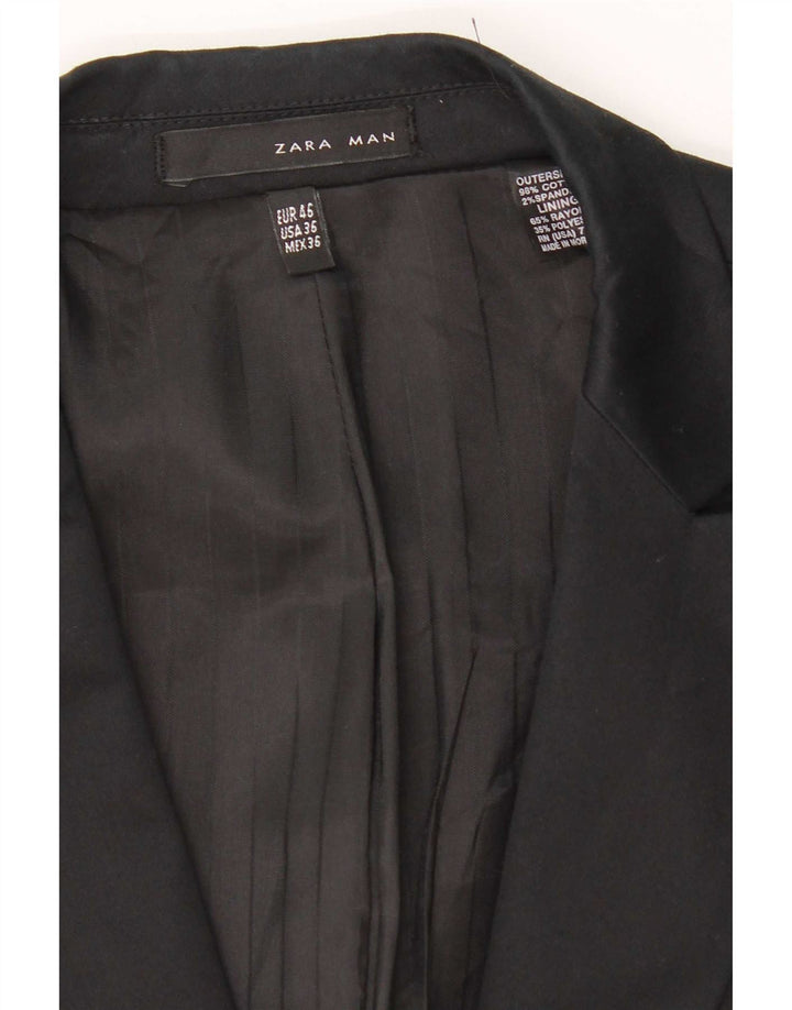 Jaqueta blazer masculina Zara com 1 botão EU 46 pequeno algodão preto