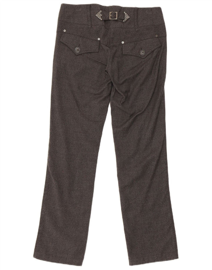 Calça feminina casual regular Pinko Reino Unido 8 pequena W30 L29 lã cinza