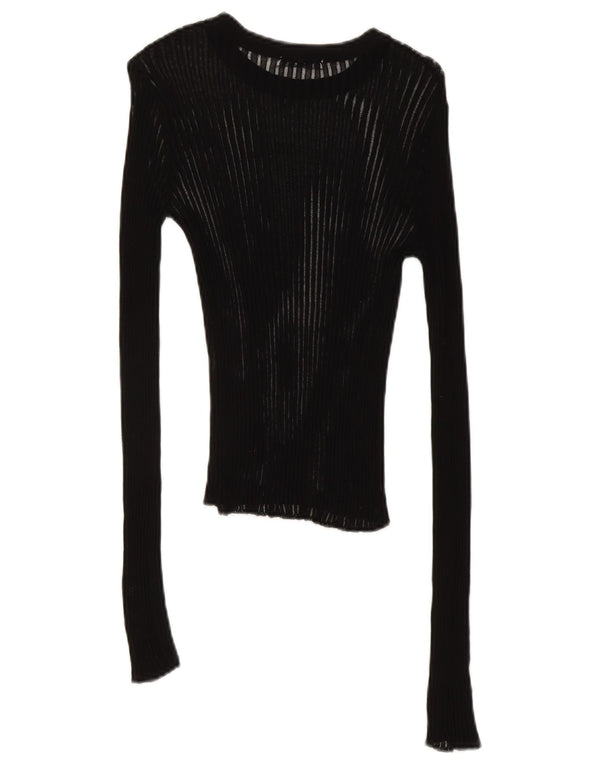 Top feminino Zara manga comprida UK 8 pequeno preto