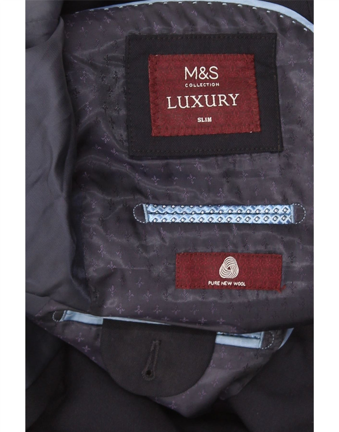 Jaqueta Blazer Slim Masculina de 2 Botões Marks & Spencer Reino Unido 38 Azul Marinho Médio