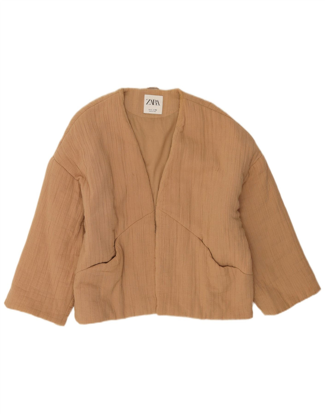 Zara Womens Oversized Open Bomber Jacket Reino Unido 16 Grande Algodão Marrom
