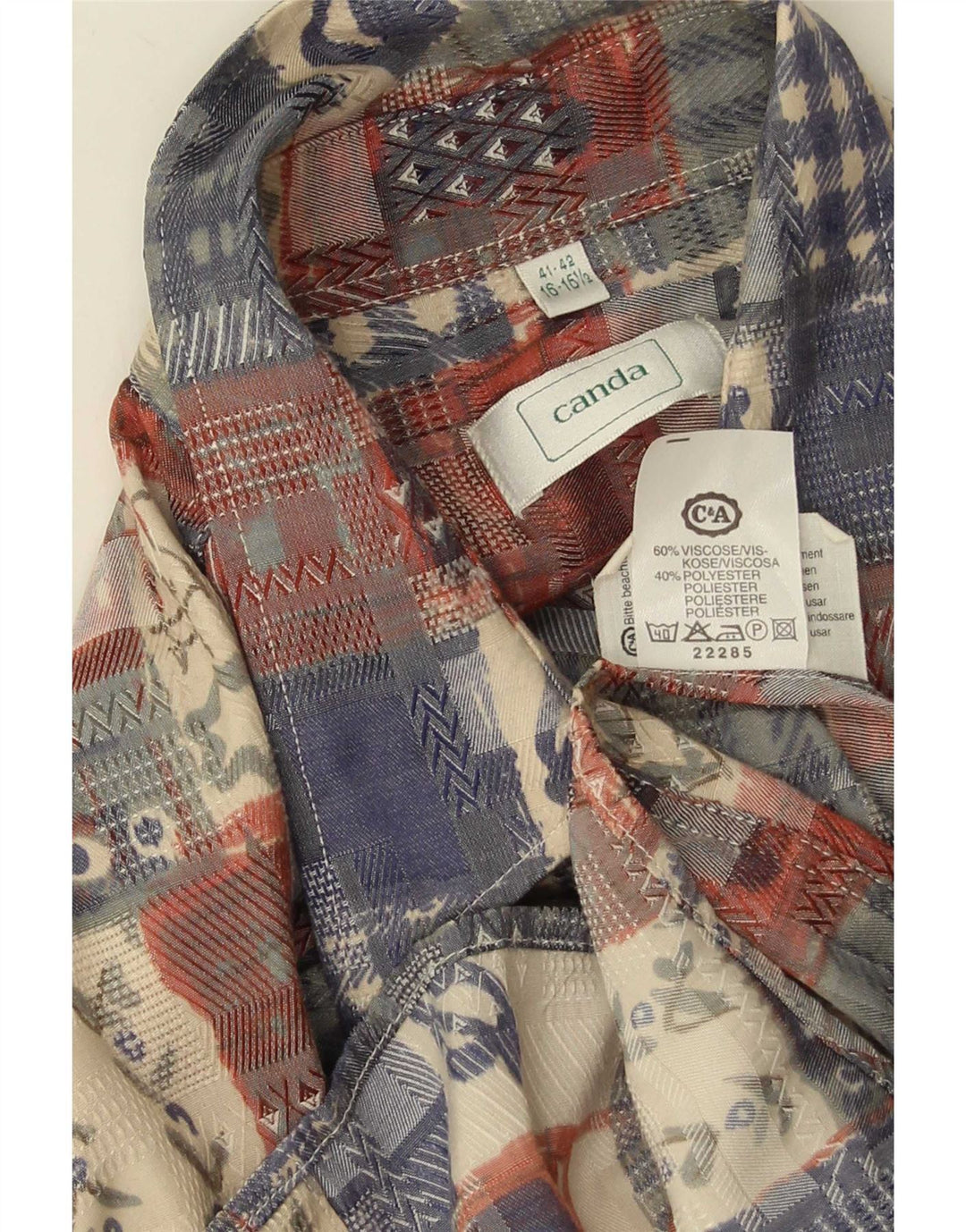 Camisa masculina Canda tamanho 41/42 16 1/2 grande patchwork multicolorido viscose