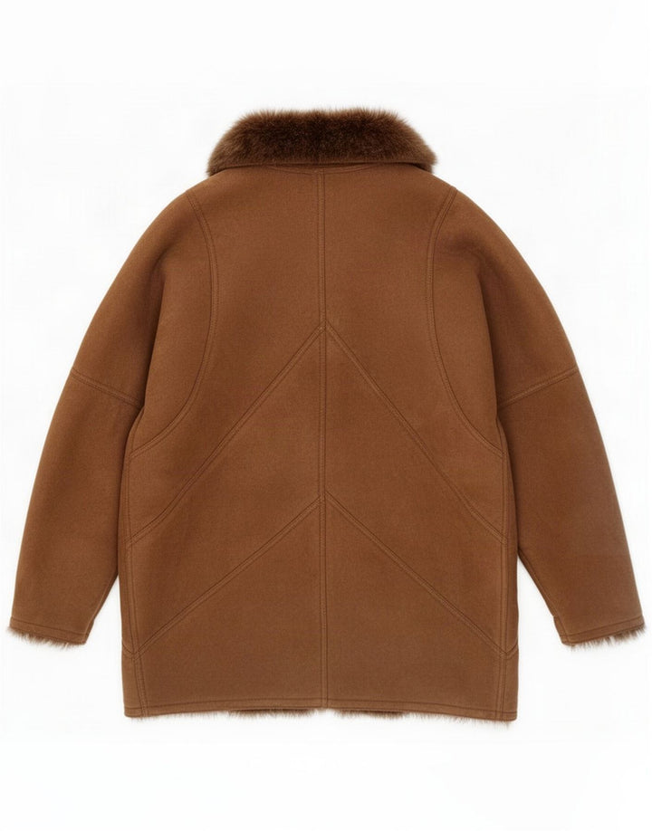 Jaqueta feminina vintage de shearling grande IT 44 marrom médio