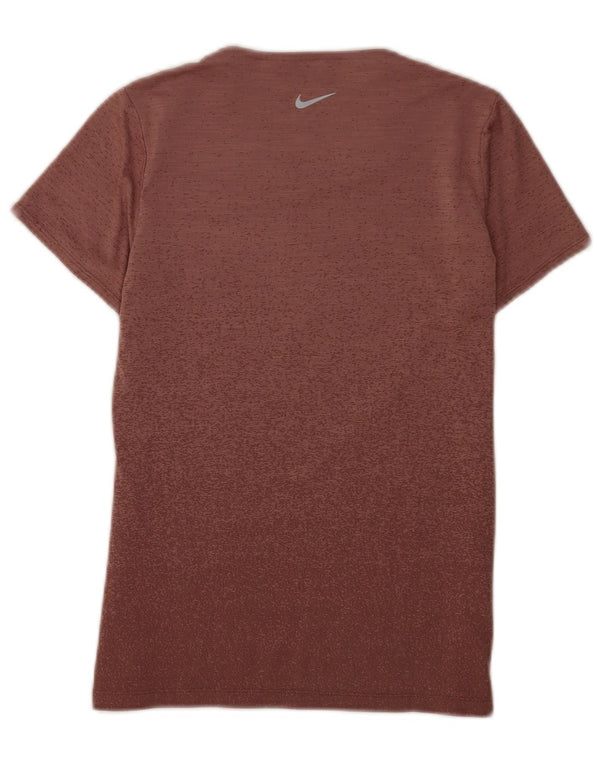 Camiseta feminina Nike Dri Fit de manga curta Top UK 12 marrom médio manchado