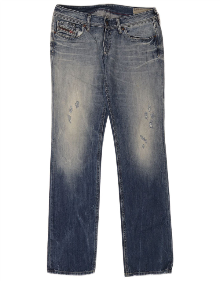 Jeans retos femininos diesel desgastados W28 L32 algodão azul