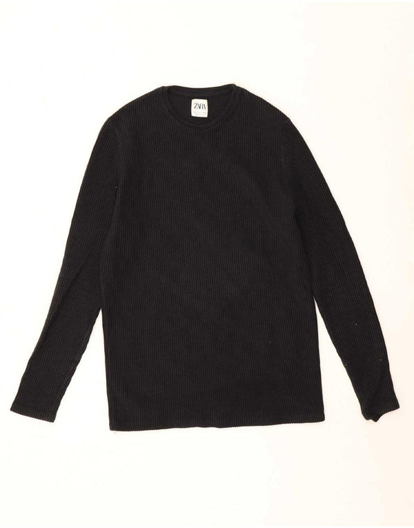 Zara Top masculino manga comprida pequeno algodão preto