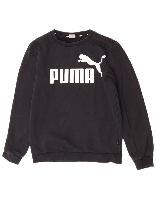 Puma Boys Graphic Sweatshirt Jumper 13-14 Anos Preto Algodão