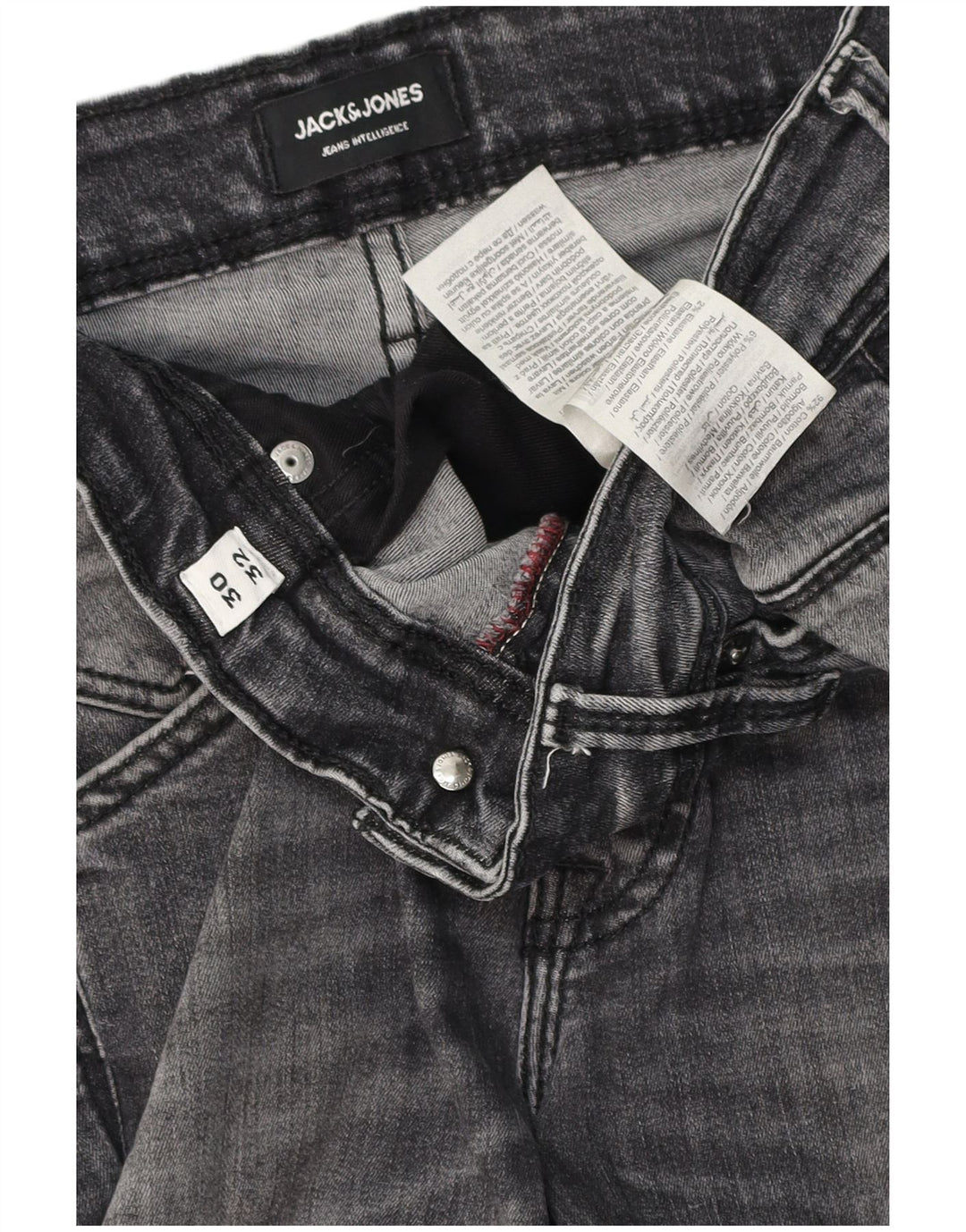 Jack & Jones Masculino GLENN Slim Jeans W30 L32 Algodão Cinza