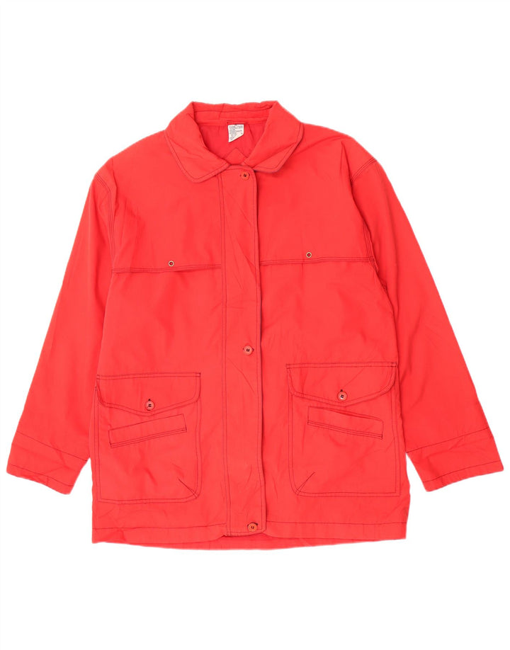 Jaqueta utilitária feminina vintage UK 18 XL poliéster vermelho