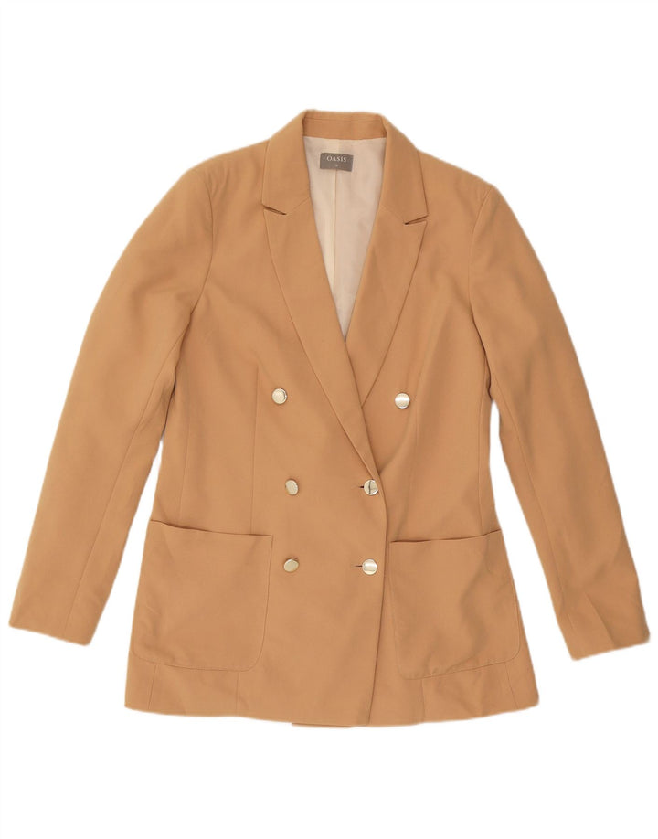 Jaqueta blazer feminina Oasis com peito duplo UK 10 poliéster bege pequeno